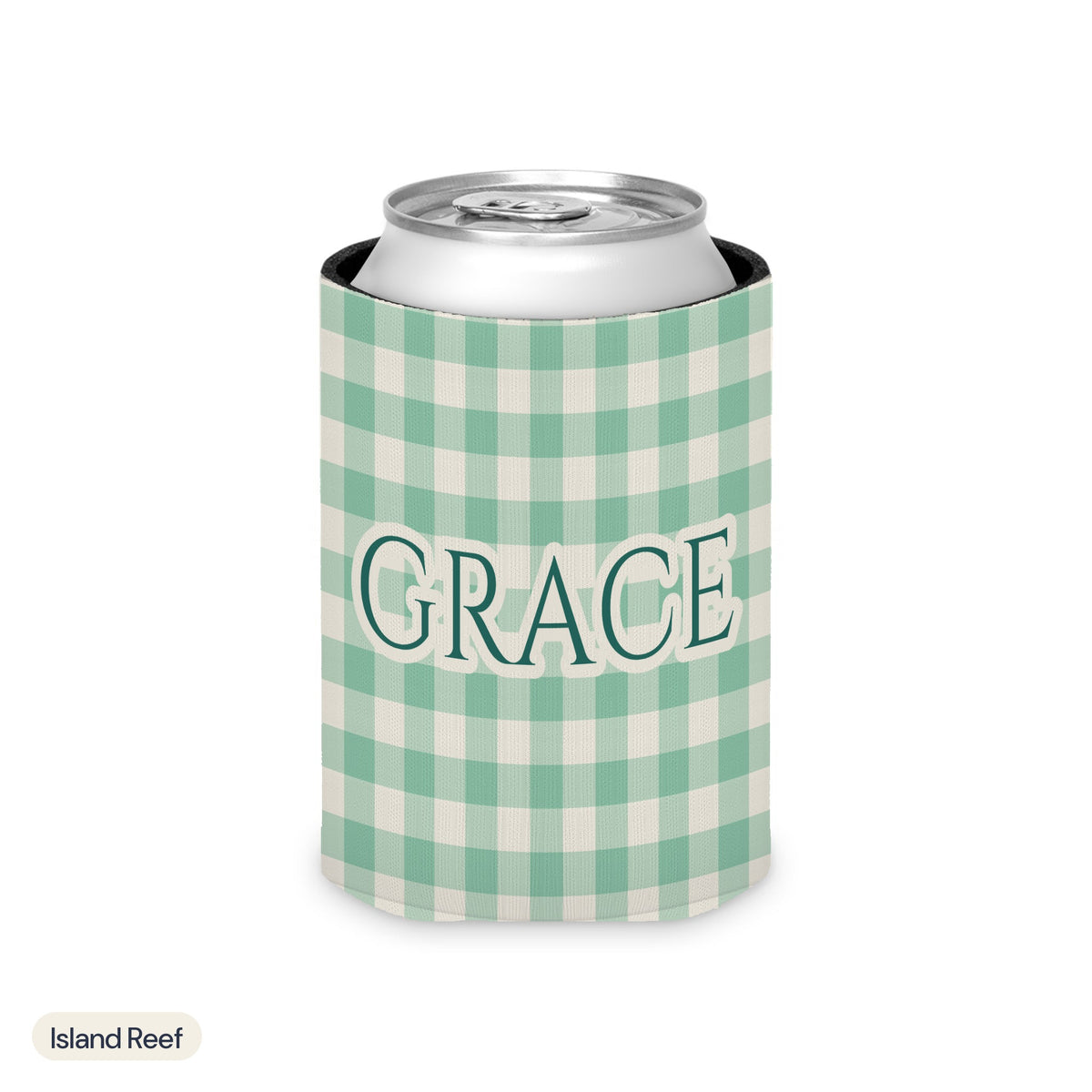 Custom name can cooler, Gingham, Regular, Island Reef