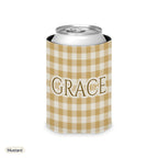 Custom name can cooler, Gingham, Regular, Mustard