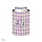 Custom name can cooler, Gingham, Regular, Orchid