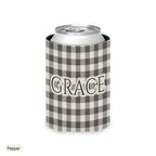 Custom name can cooler, Gingham, Regular, Pepper
