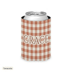 Custom name can cooler, Gingham, Regular, Terracotta