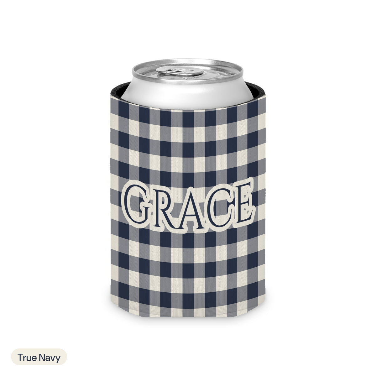 Custom name can cooler, Gingham, Regular, True Navy