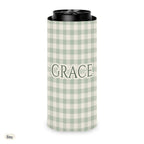 Custom name can cooler, Gingham, Slim, Bay