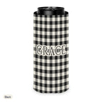 Custom name can cooler, Gingham, Slim, Black