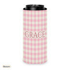 Custom name can cooler, Gingham, Slim, Blossom