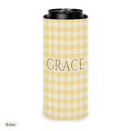 Custom name can cooler, Gingham, Slim, Butter