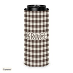 Custom name can cooler, Gingham, Slim, Espresso