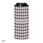 Custom name can cooler, Gingham, Slim, Grape