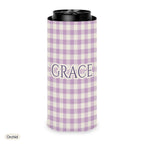 Custom name can cooler, Gingham, Slim, Orchid