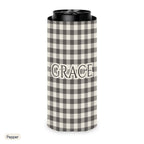 Custom name can cooler, Gingham, Slim, Pepper