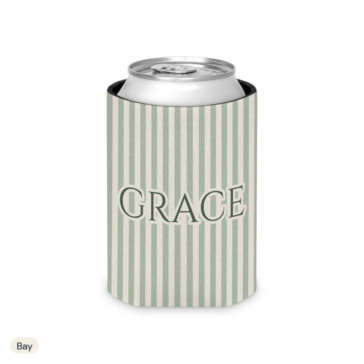 Custom name can cooler, Pinstripe, Regular, Bay