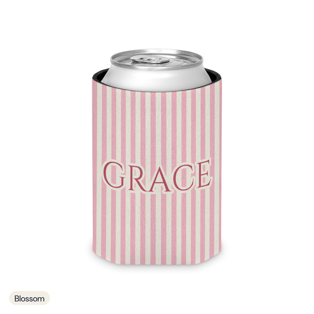 Custom name can cooler, Pinstripe, Regular, Blossom