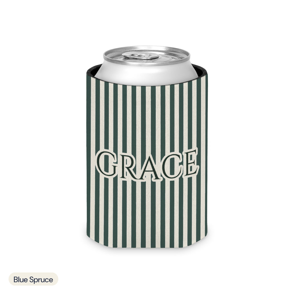 Custom name can cooler, Pinstripe, Regular, Blue Spruce