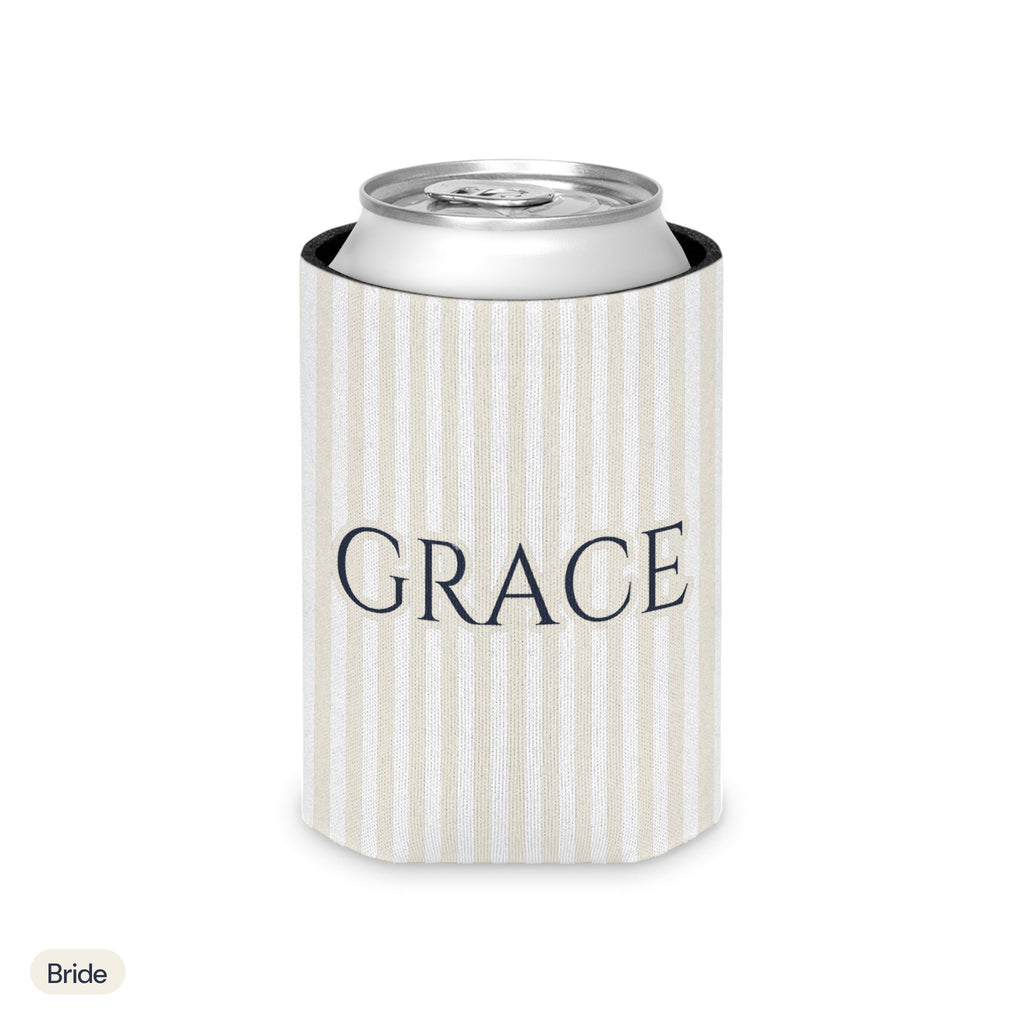 Custom name can cooler, Pinstripe, Regular, Bride