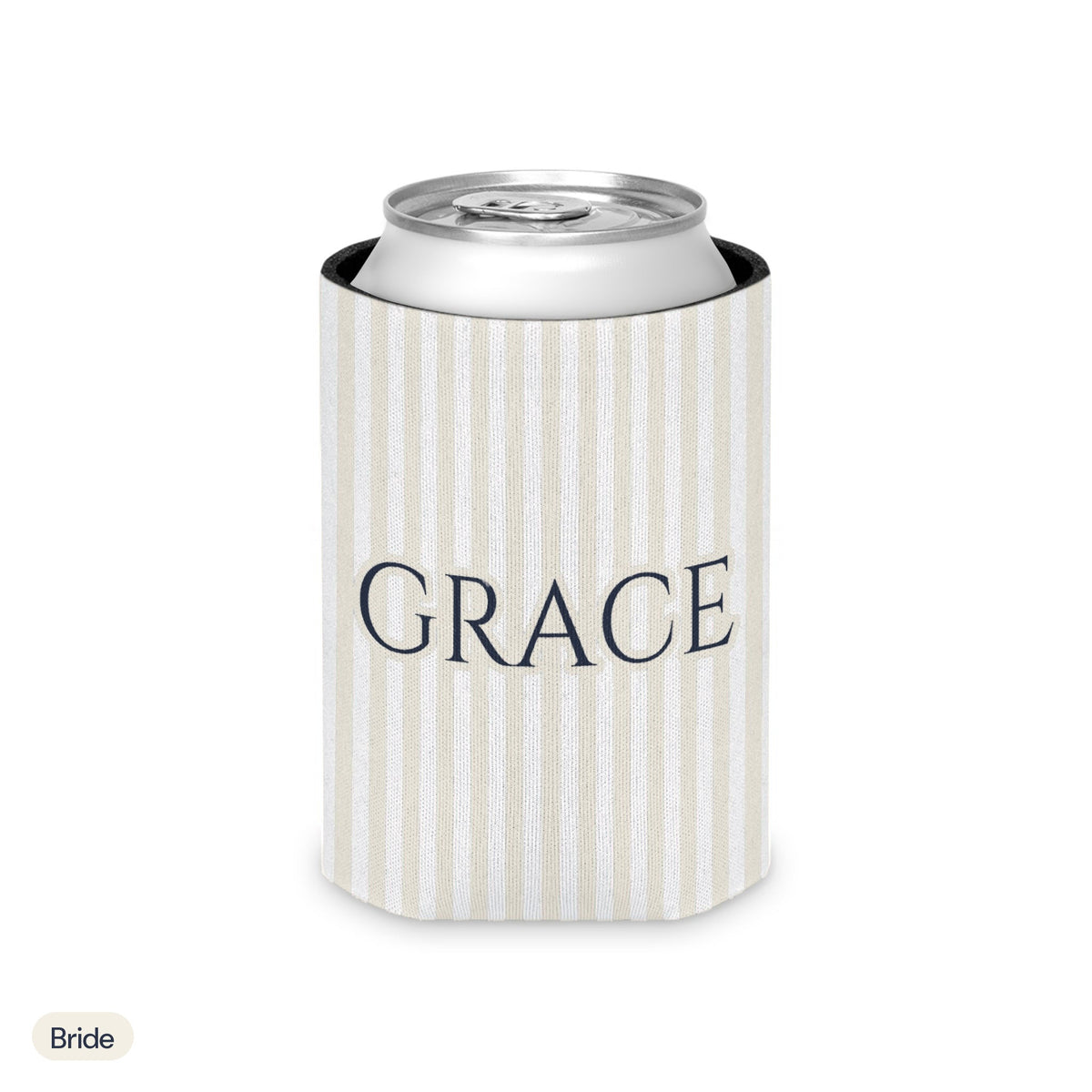 Custom name can cooler, Pinstripe, Regular, Bride