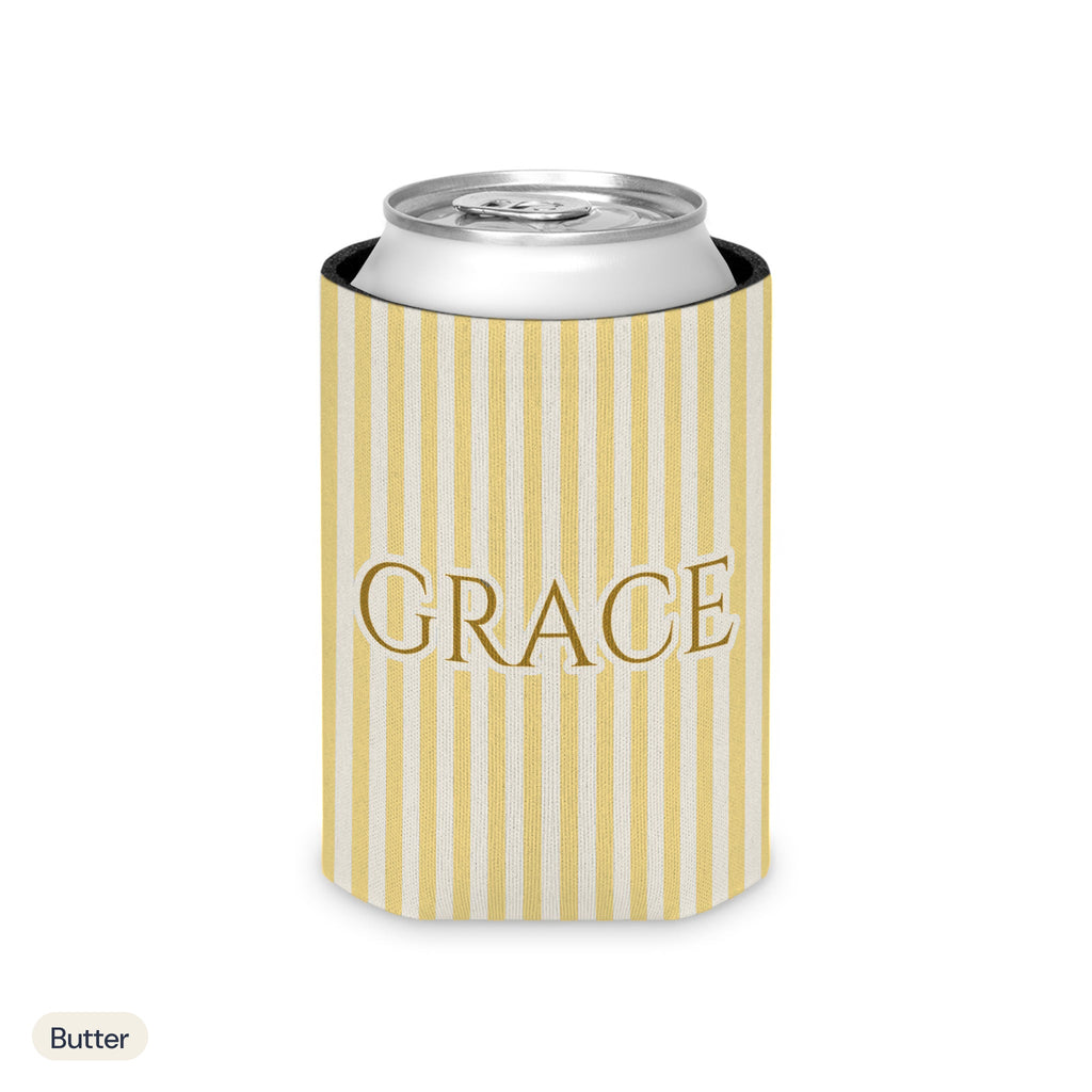 Custom name can cooler, Pinstripe, Regular, Butter
