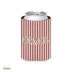 Custom name can cooler, Pinstripe, Regular, Crimson