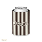 Custom name can cooler, Pinstripe, Regular, Espresso