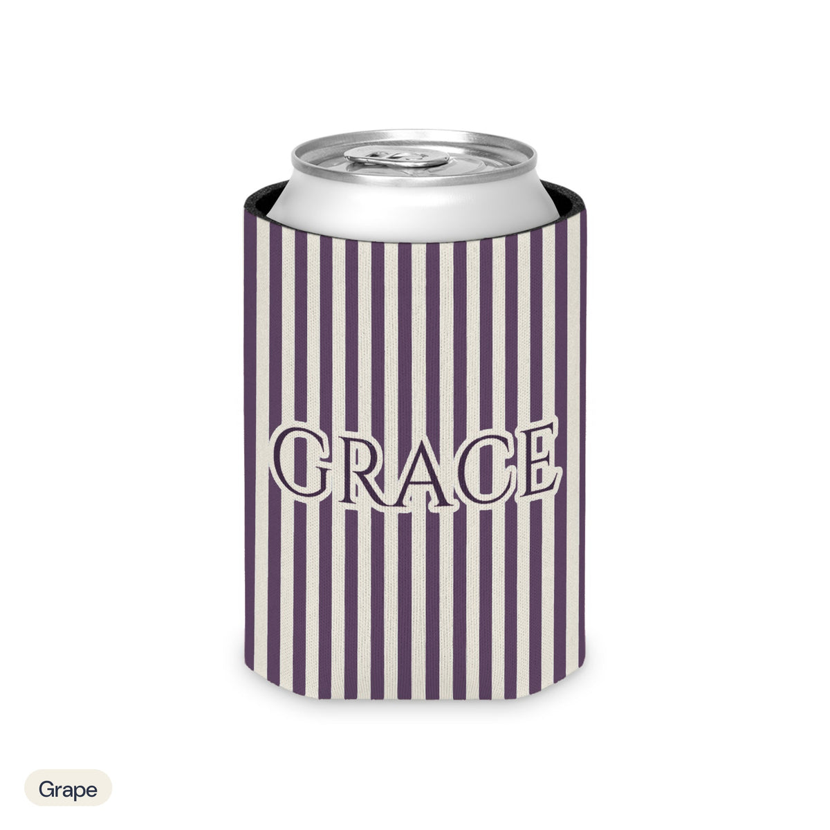 Custom name can cooler, Pinstripe, Regular, Grape