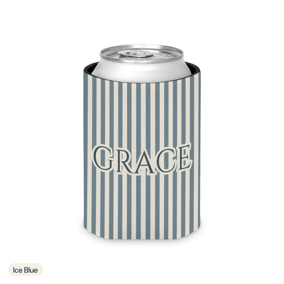 Custom name can cooler, Pinstripe, Regular, Ice Blue