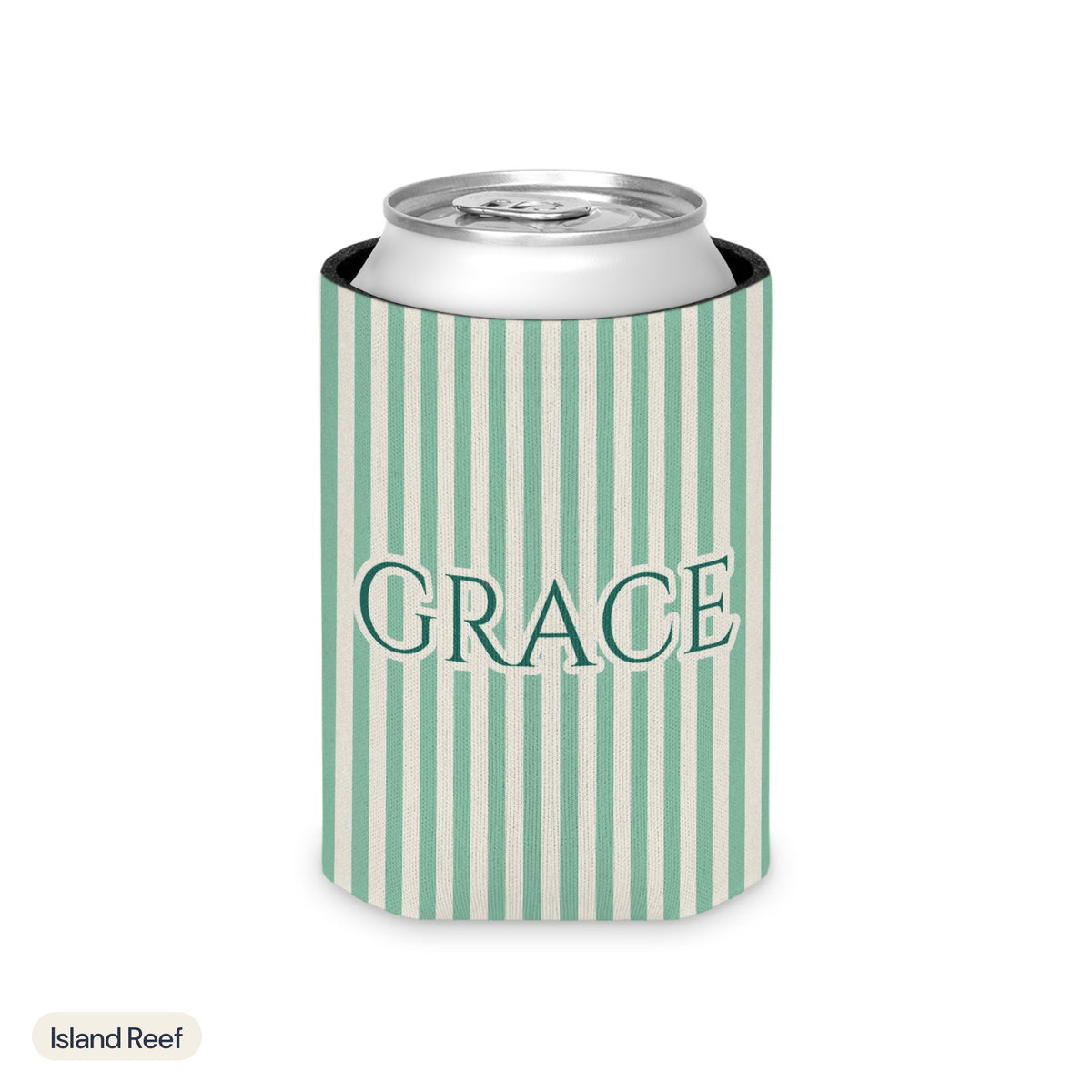Custom name can cooler, Pinstripe, Regular, Island Reef