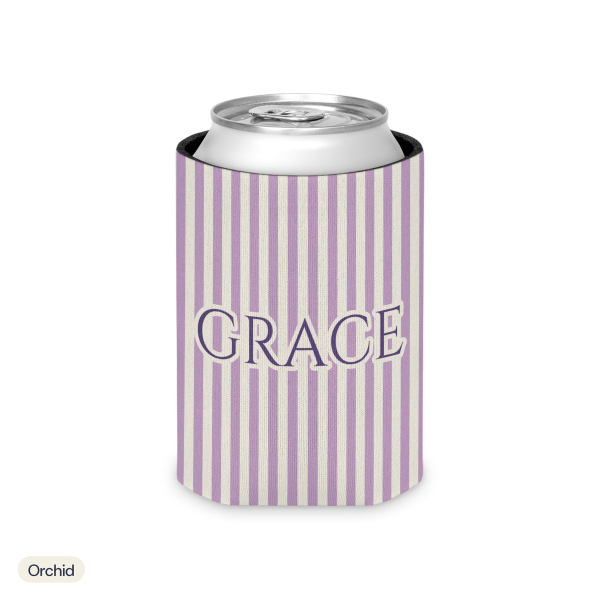 Custom name can cooler, Pinstripe, Regular, Orchid