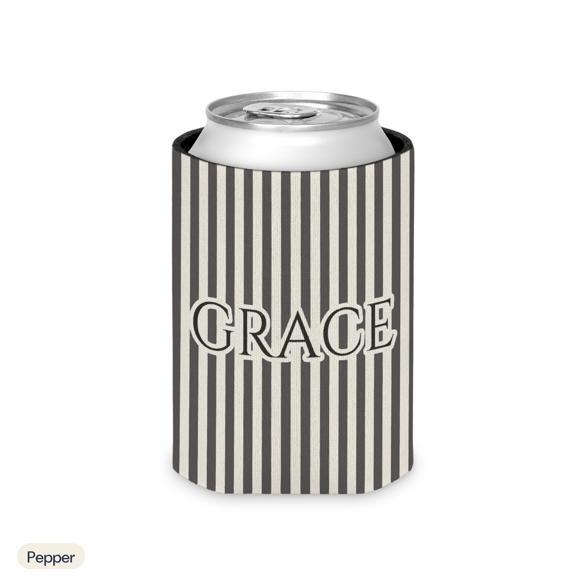Custom name can cooler, Pinstripe, Regular, Pepper