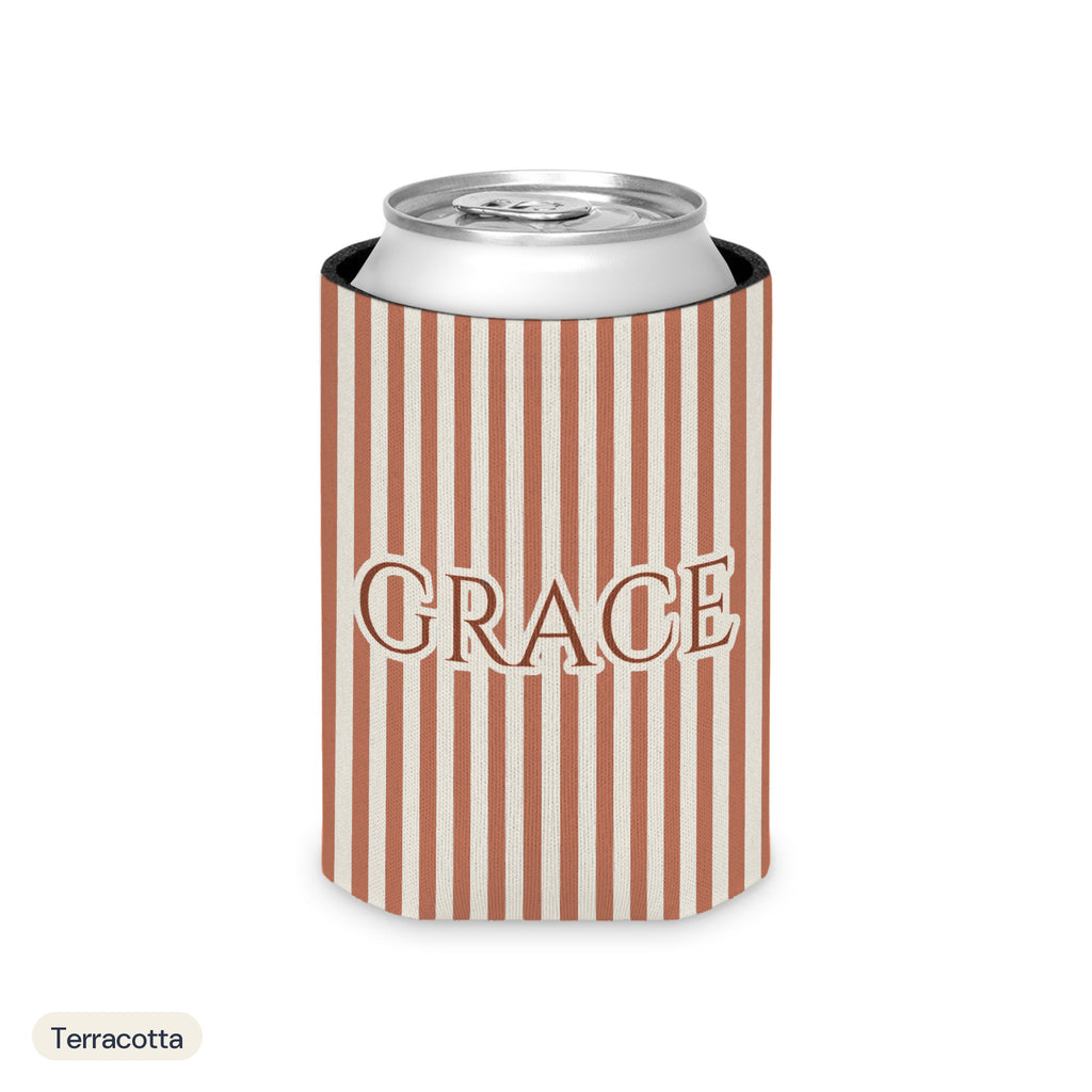 Custom name can cooler, Pinstripe, Regular, Terracotta