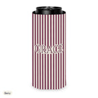 Custom name can cooler, Pinstripe, Slim, Berry