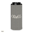 Custom name can cooler, Pinstripe, Slim, Black