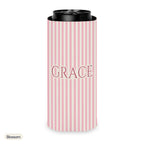 Custom name can cooler, Pinstripe, Slim, Blossom