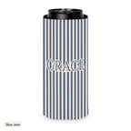 Custom name can cooler, Pinstripe, Slim, Blue Jean