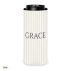 Custom name can cooler, Pinstripe, Slim, Bride