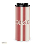 Custom name can cooler, Pinstripe, Slim, Crimson