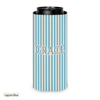 Custom name can cooler, Pinstripe, Slim, Lagoon Blue