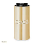 Custom name can cooler, Pinstripe, Slim, Mustard