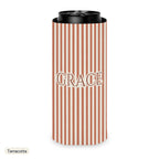 Custom name can cooler, Pinstripe, Slim, Terracotta