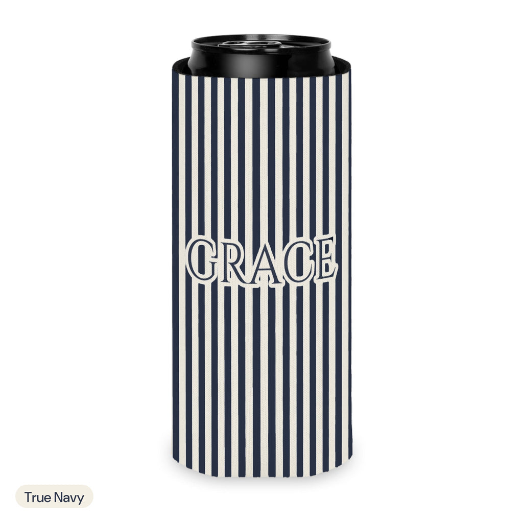 Custom name can cooler, Pinstripe, Slim, True Navy