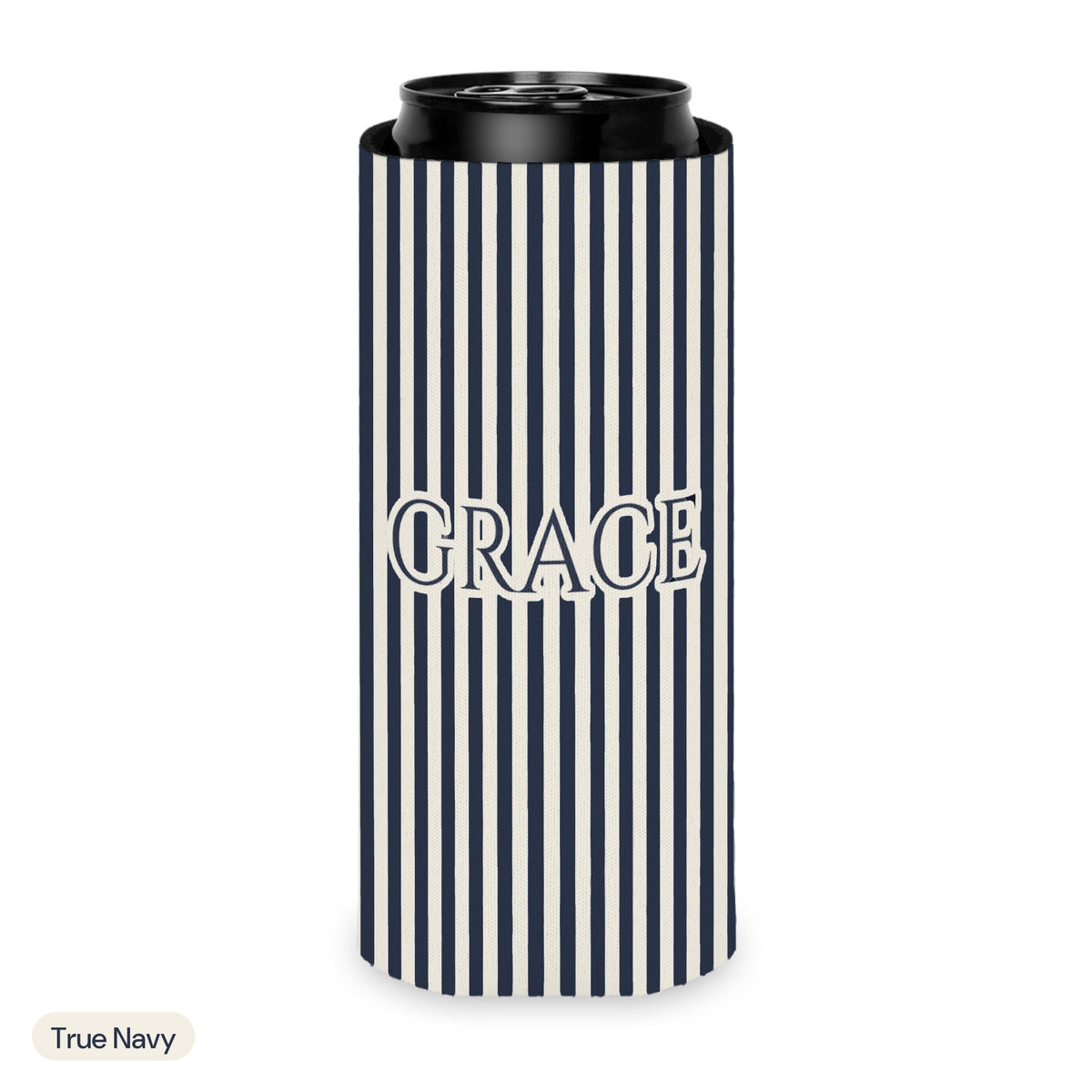 Custom name can cooler, Pinstripe, Slim, True Navy