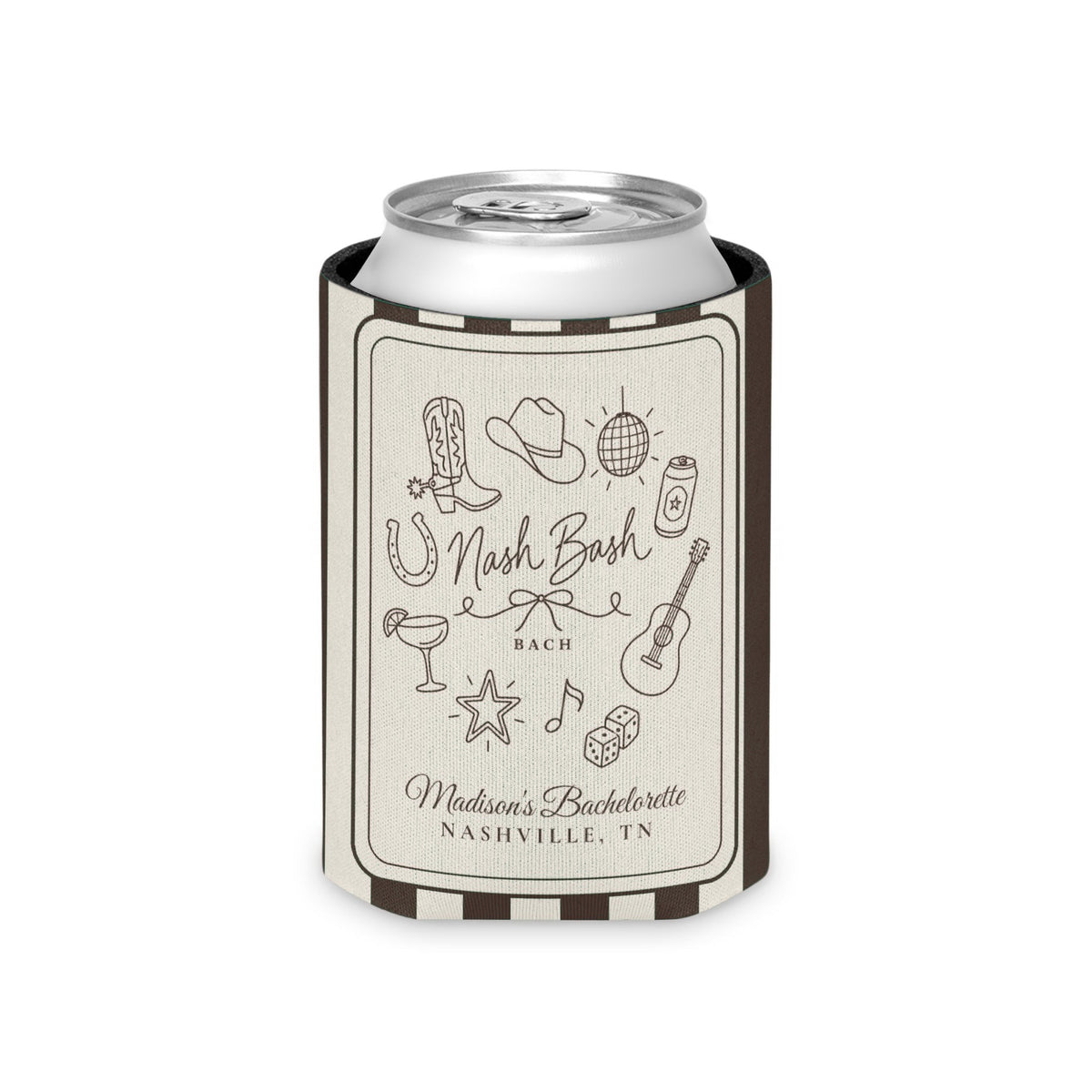 Nash Bash striped can cooler, Espresso