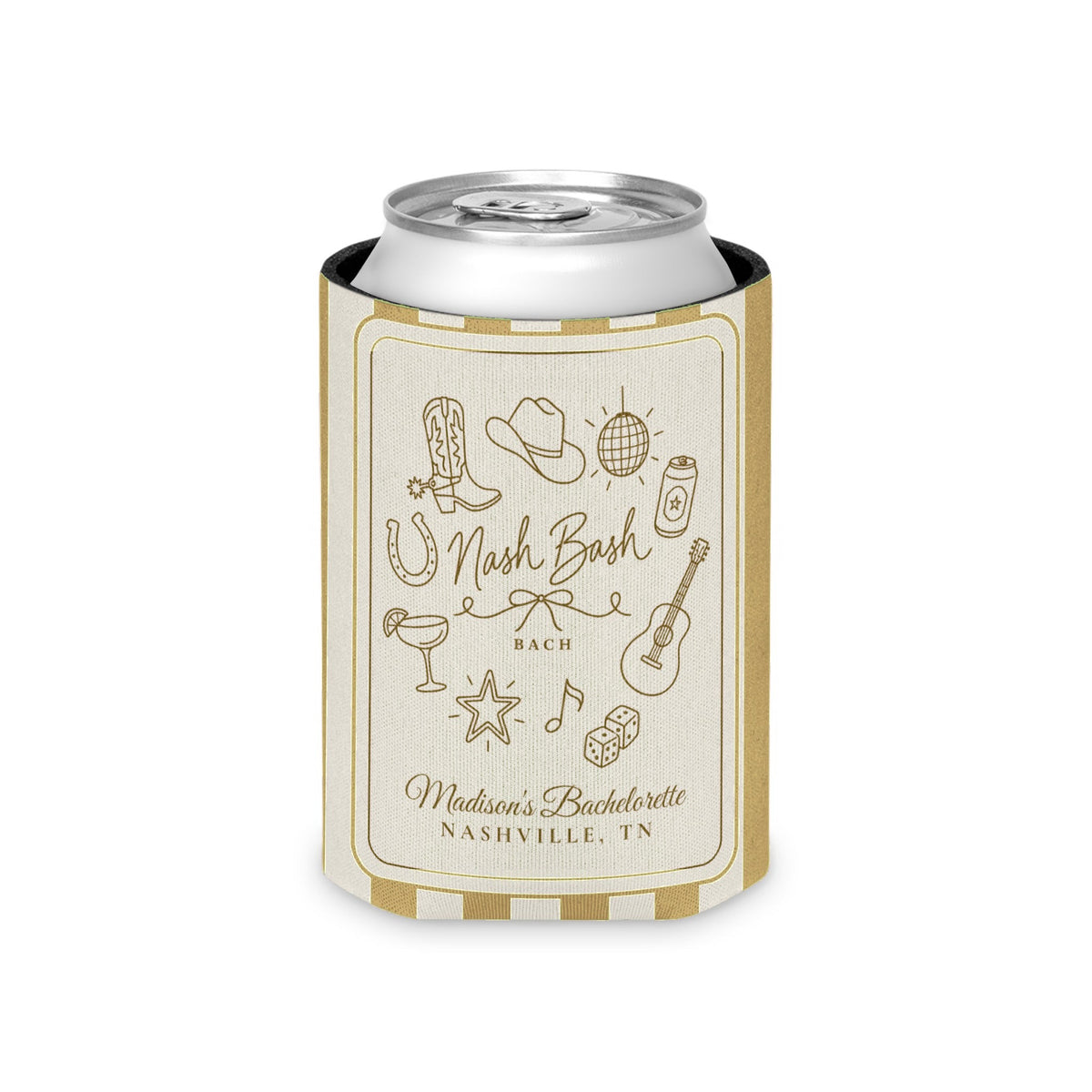 Nash Bash striped can cooler, Mustard