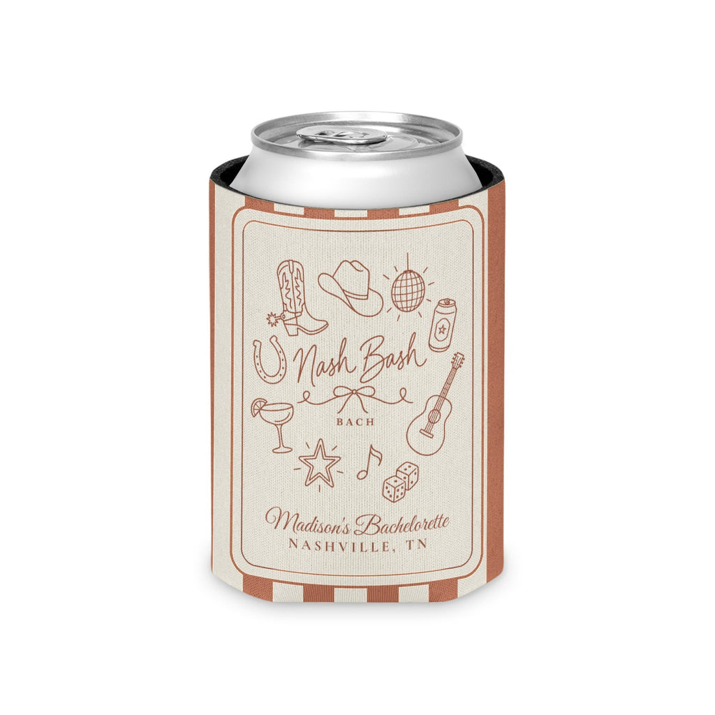 Nash Bash striped can cooler, Terracotta