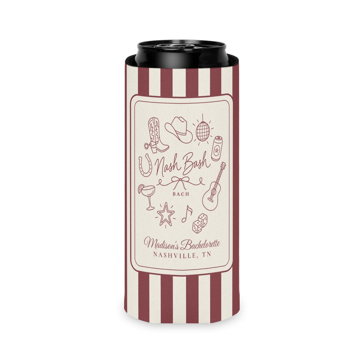 Nash Bash slim can cooler for tall seltzer cans, Chili