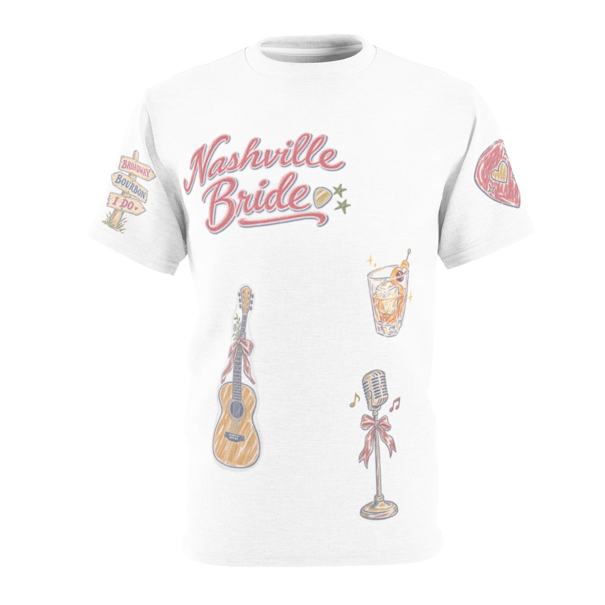 Nashville Bride Doodles T-shirt, flat front