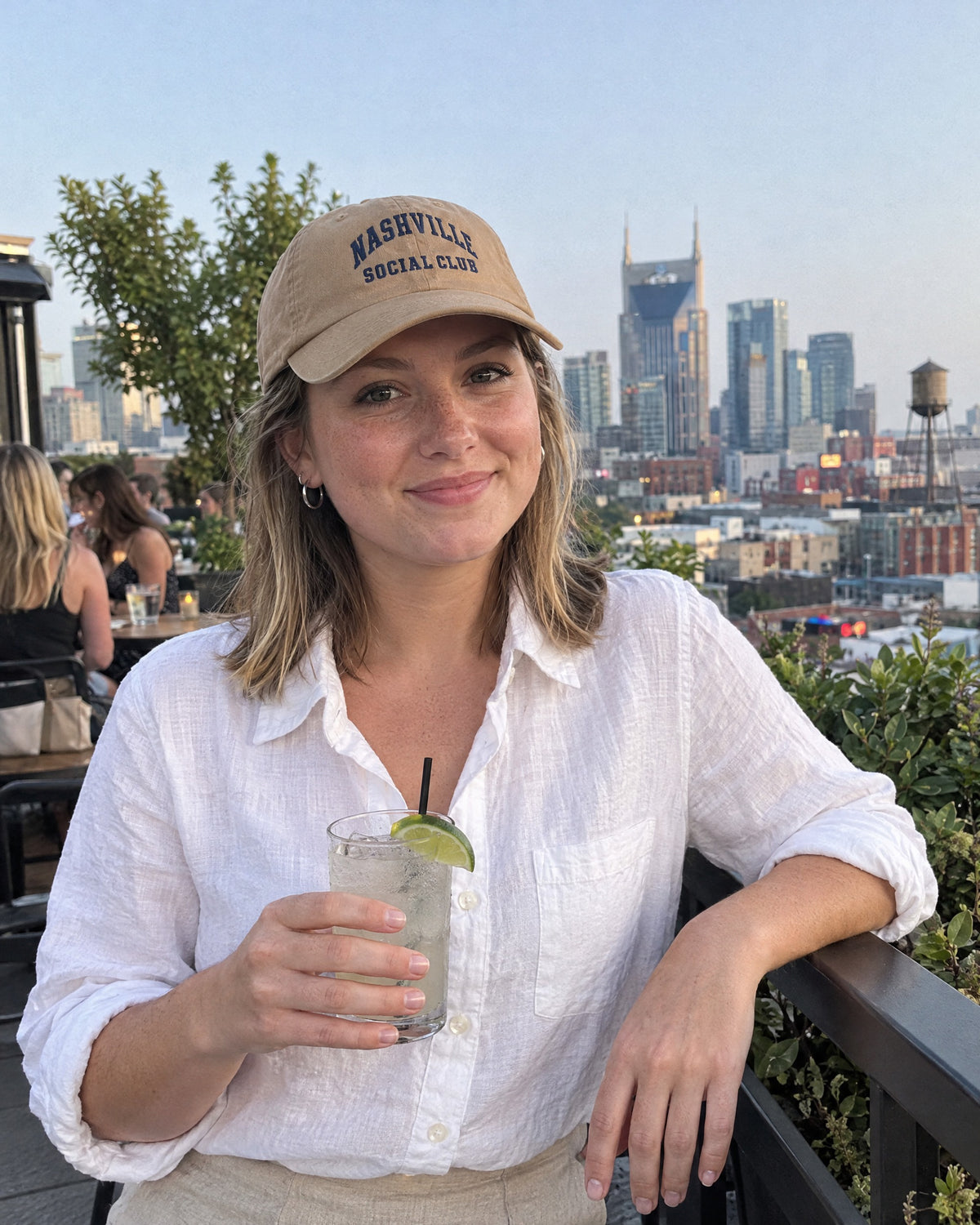 Nashville Social Club embroidered dad cap on a bachelorette trip with the crew