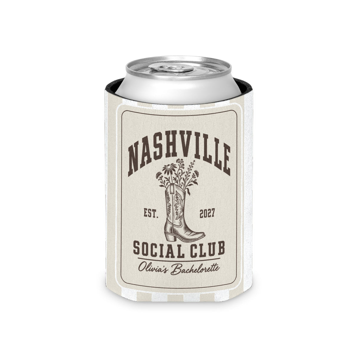 Nashville Social Club striped can cooler, Bride
