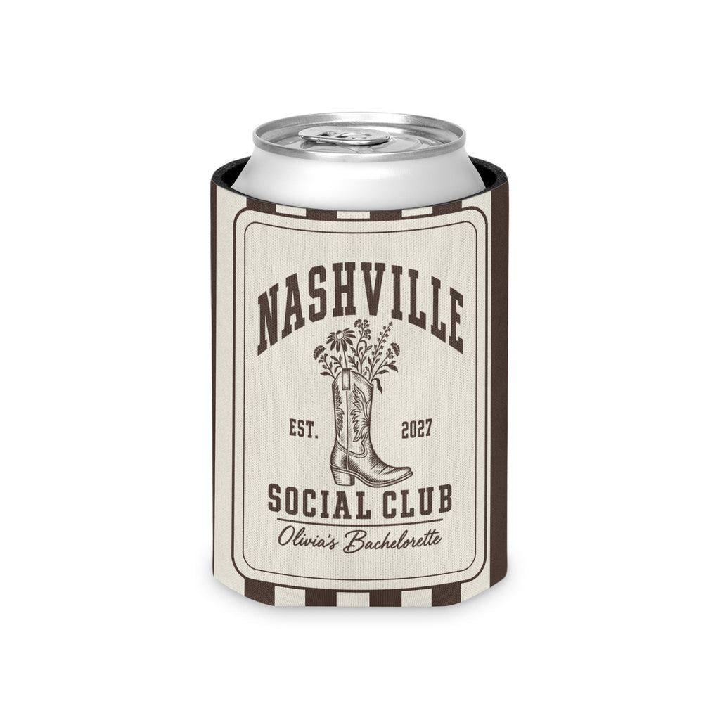 Nashville Social Club striped can cooler, Espresso