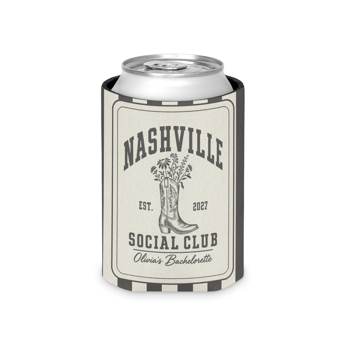 Nashville Social Club striped can cooler, Pepper