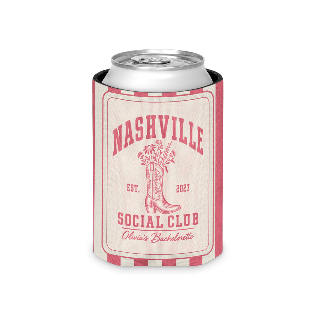 Nashville Social Club striped can cooler, Watermelon