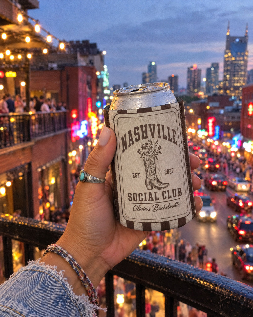 Nashville Social Club can coolers on a bachelorette trip with the crew